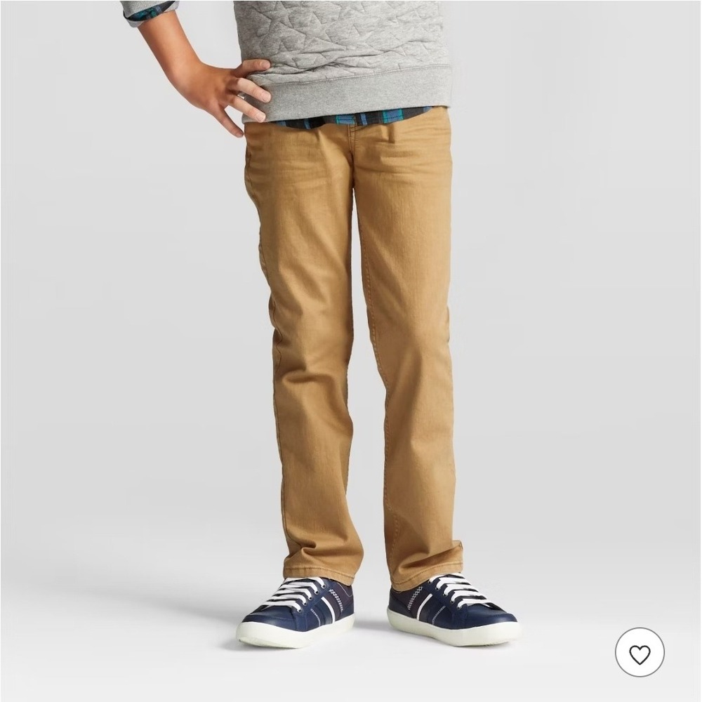 Boys' Stretch Straight Fit Jeans - Cat & Jack™ Khaki Wash  size 8 NWT